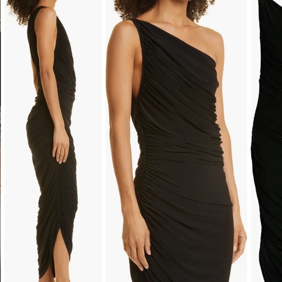 NORMA KAMALI Diana One-Shoulder Gown BLACK SIZE XS NEW - Picture 2 of 5